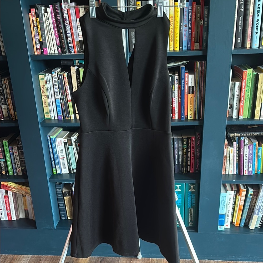 Soprano Black Sleeveless Keyhole Dress